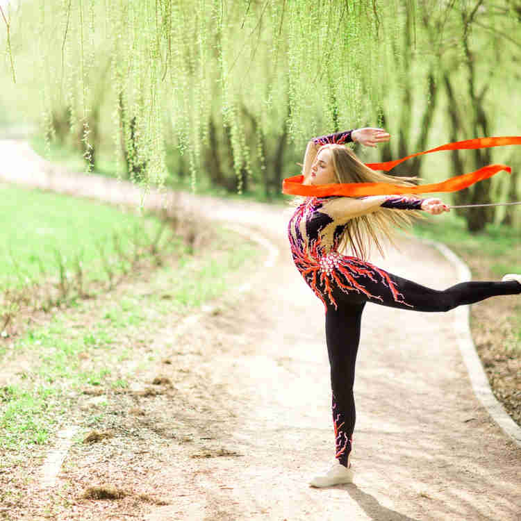 Gymnast with dance ribbons.