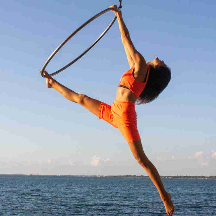 Lyra dancer at the beach.